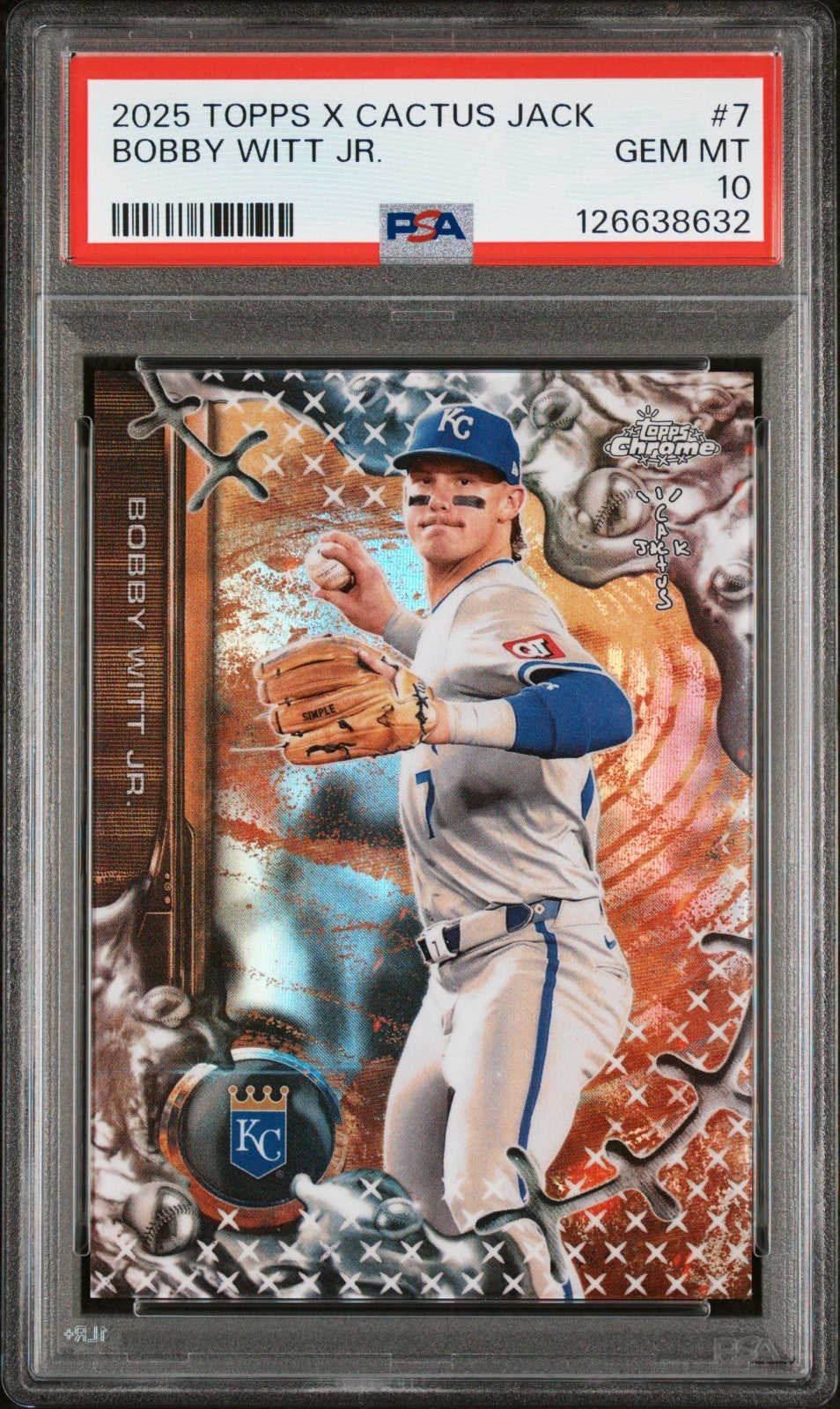 Bobby Witt Jr 2025 Topps x Cactus Jack #7 PSA 10 POP 14!