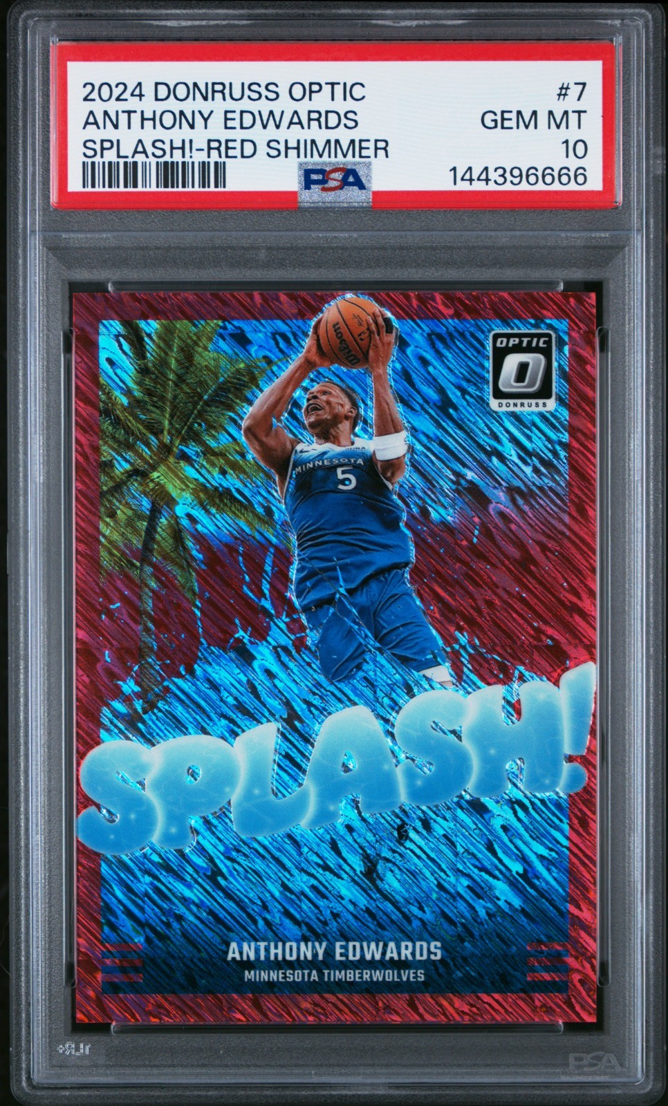 2024-25 Panini Donruss Optic - Splash! Anthony Edwards #7 Red Shimmer Prizm /75
