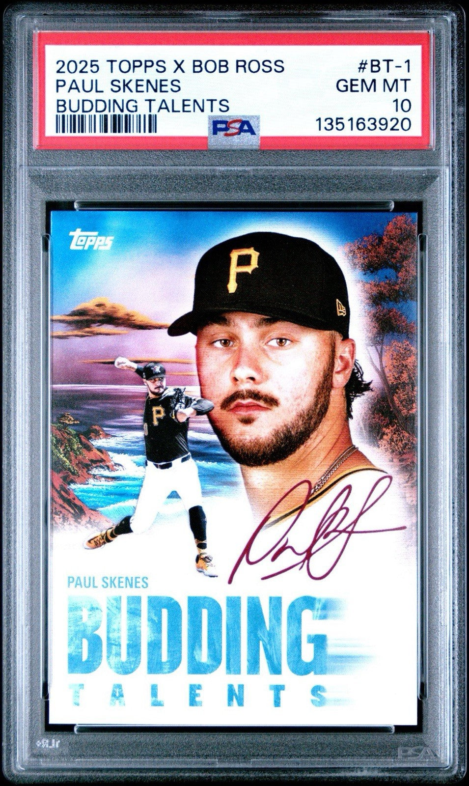 2025 Topps X Bob Ross Joy of Baseball #BT-1 Paul Skenes Budding Talents PSA 10