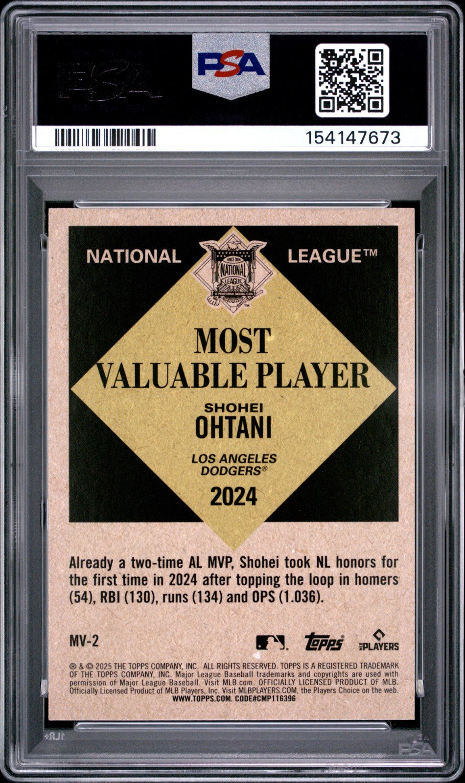2025 Topps Update Series - Most Valuable Shohei Ohtani #MV-2 PSA 9