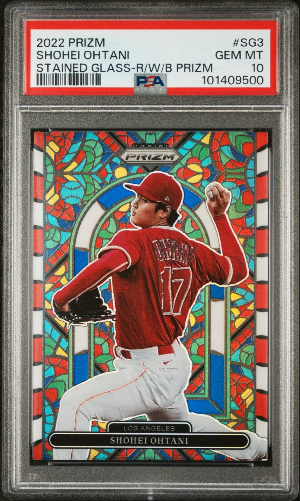2022 Panini Prizm - Stained Glass Shohei Ohtani #SG-3 R/W/B Prizm PSA 10