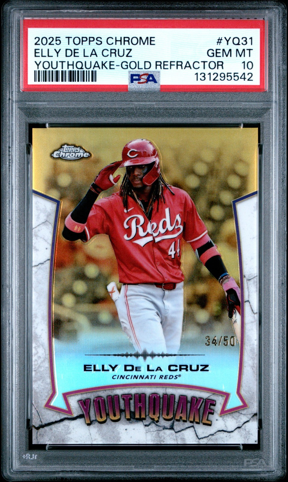 2025 Topps Chrome - Youthquake Elly De La Cruz #YQ-31 Gold Refractor /50 PSA 10