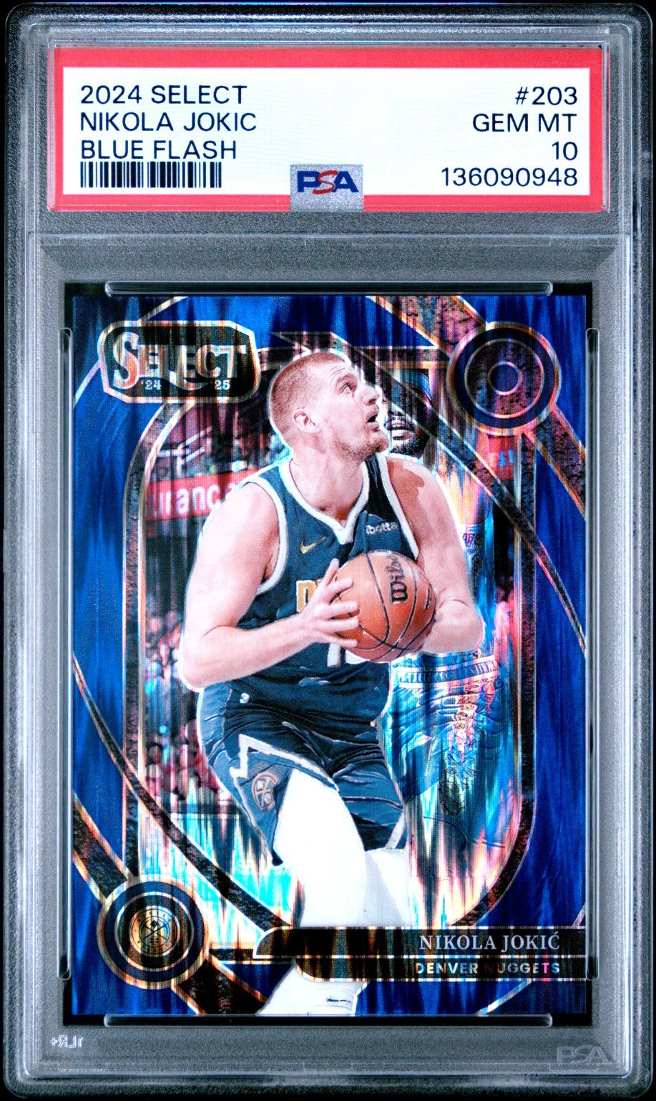 2024-25 Panini Select Blue Flash Nikola Jokić #203 Blue Prizm PSA 10 / 99 POP 2