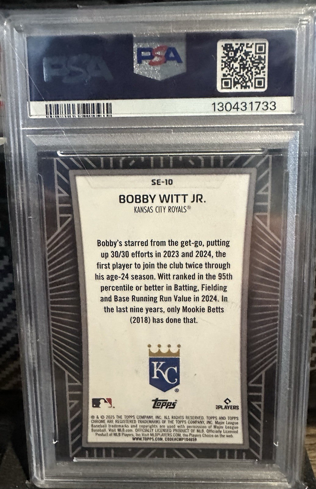 2025 Topps Chrome Shadow Etch #SE10 Bobby Witt Jr. PSA 10 CASE HIT Royals
