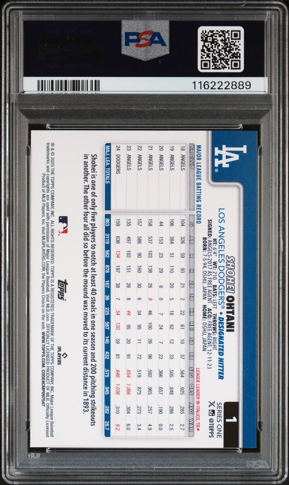 2025 Topps Series 1 - Shohei Ohtani #1 PSA 10