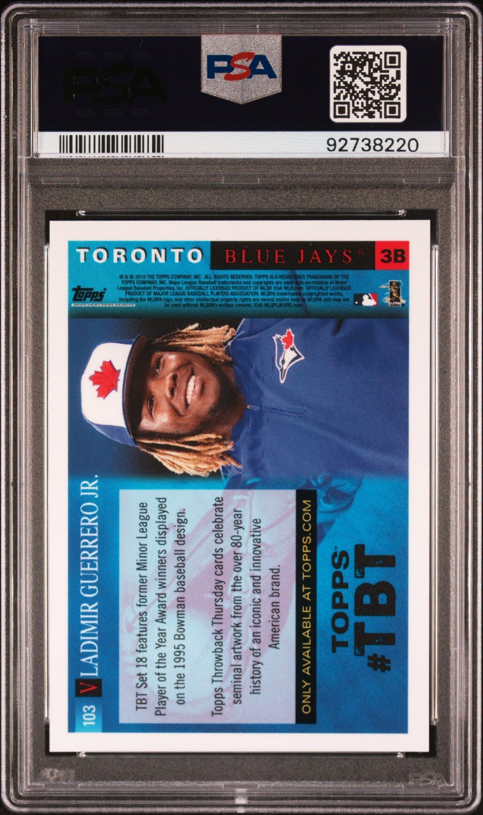2019 Topps Throwback Thursday RC- 1995 Bowman Design Vladimir Guerrero Jr PSA 10