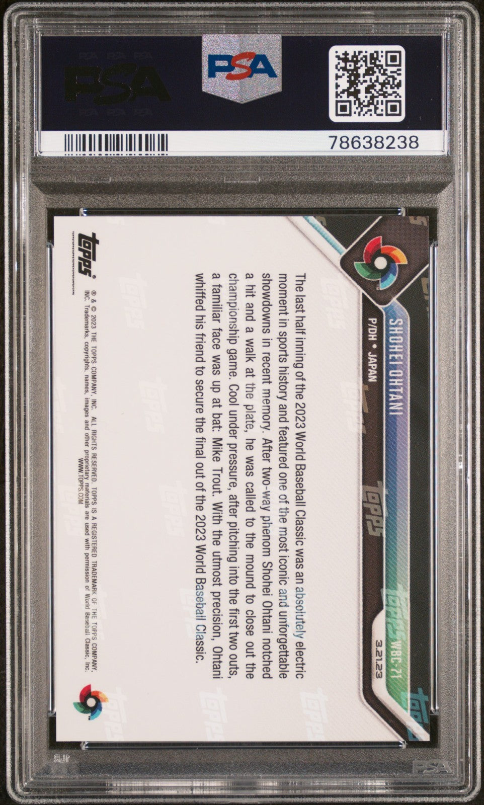 2023 Topps Now World Baseball Classic #WBC71 Shohei Ohtani Trout PSA 10