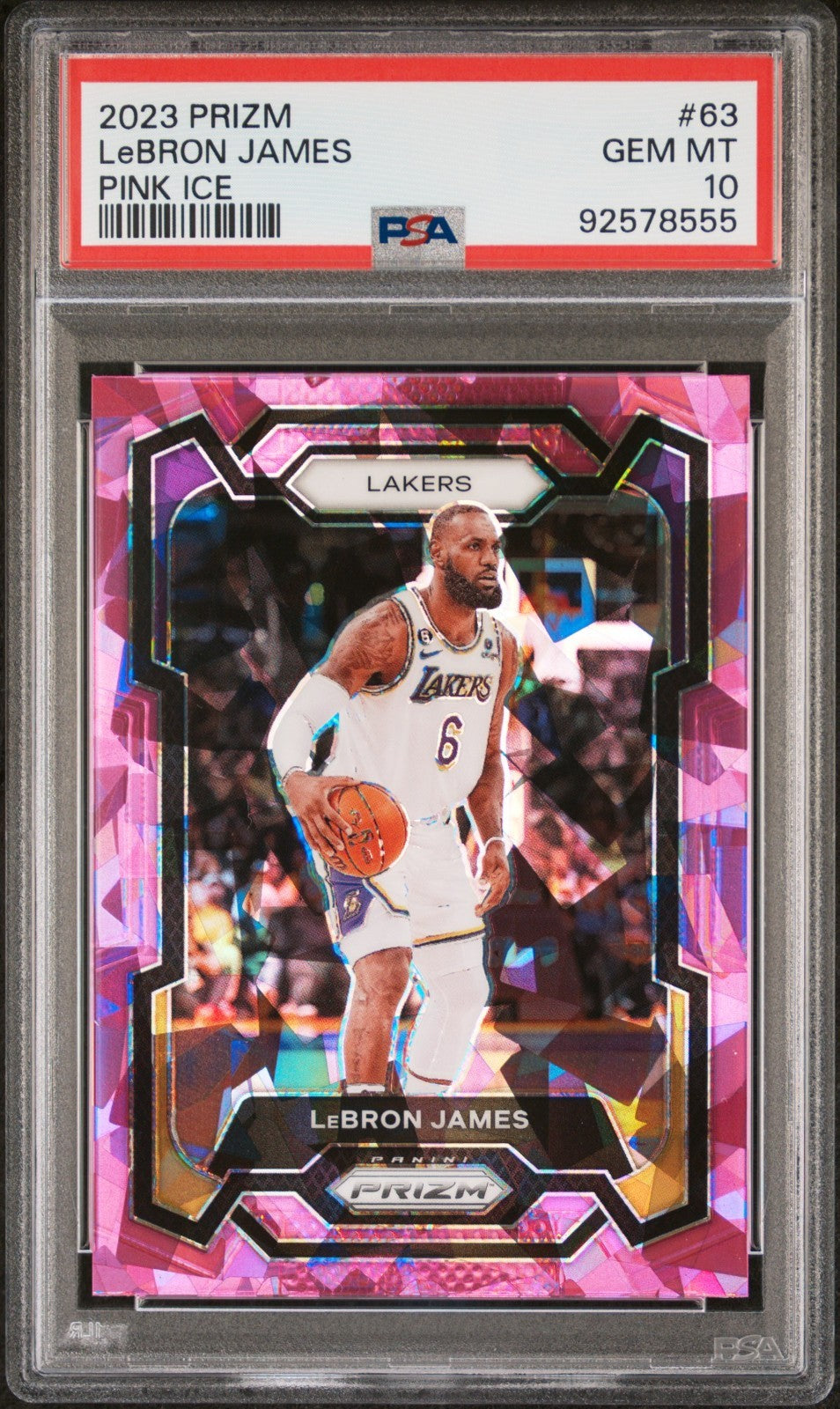 2023-24 Panini Prizm - LeBron James #63 Pink Ice Prizm PSA 10