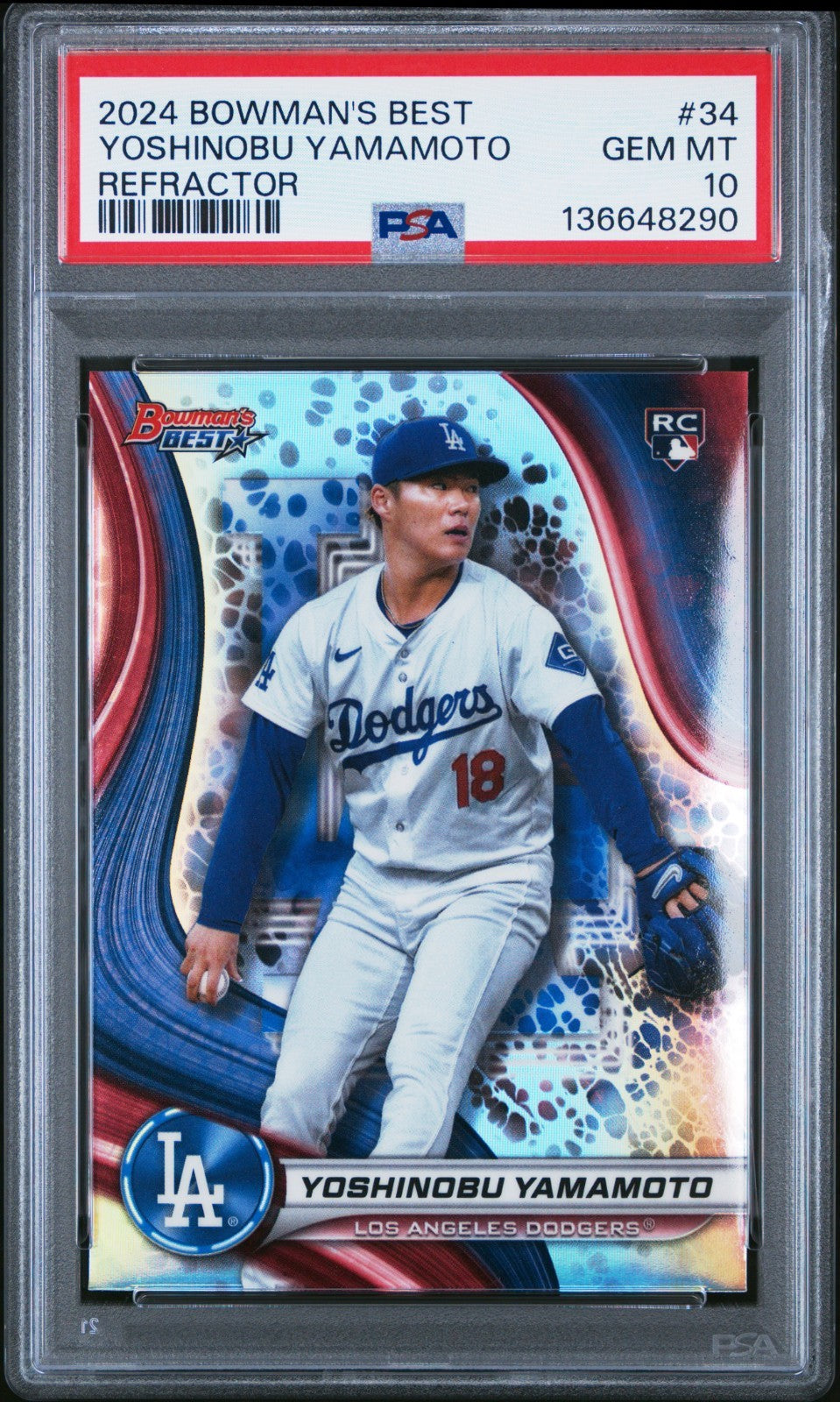 2024 Bowman's Best Yoshinobu Yamamoto #34 Refractor Rookie RC Dodgers PSA 10