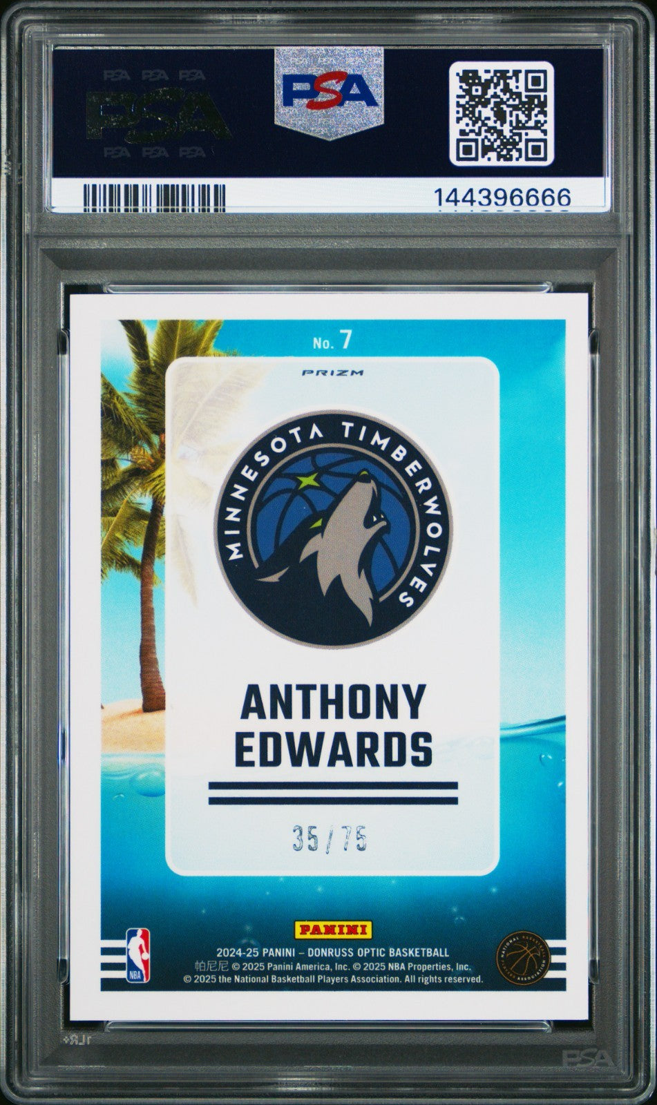 2024-25 Panini Donruss Optic - Splash! Anthony Edwards #7 Red Shimmer Prizm /75