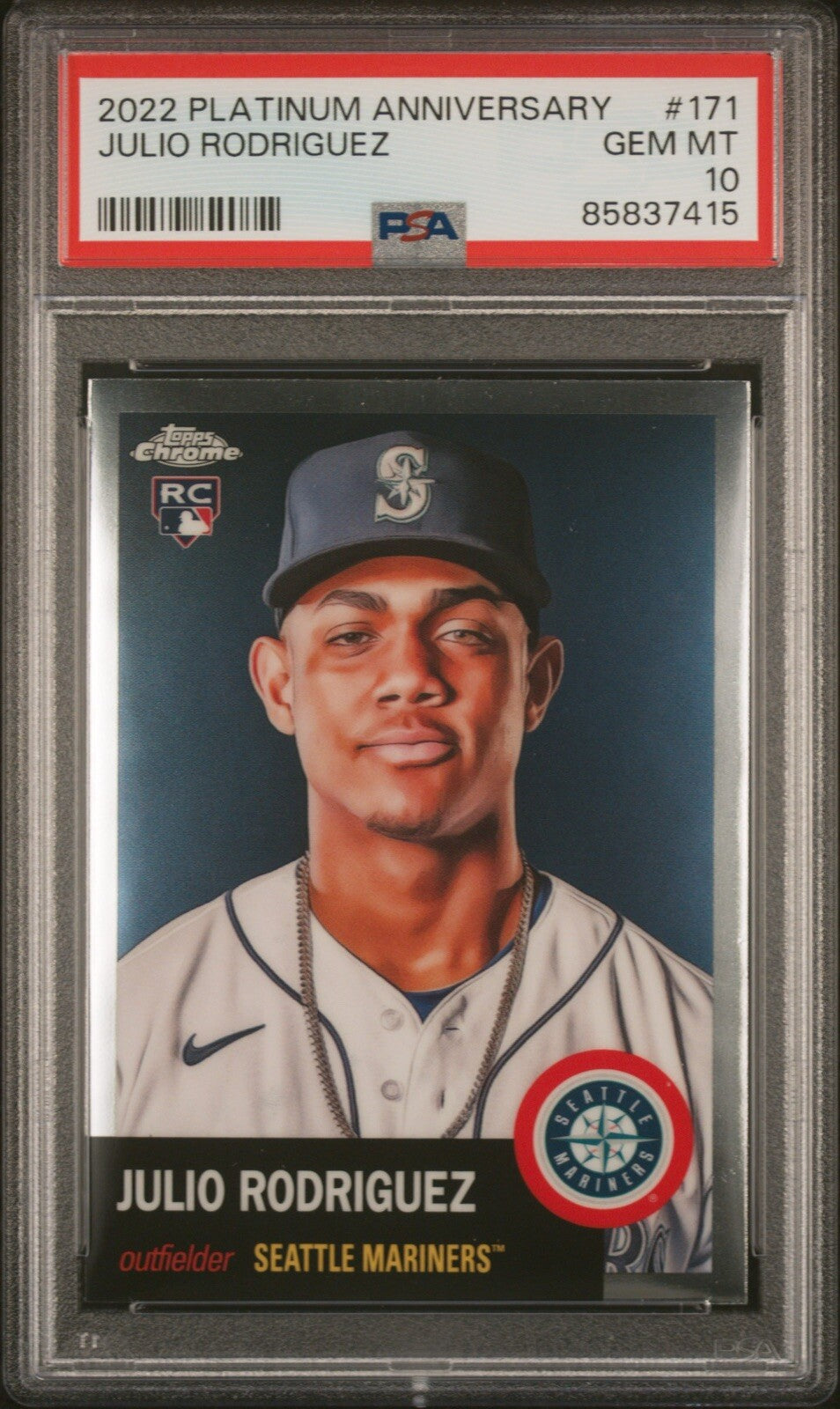 2022 Topps Chrome Platinum Anniversary JULIO RODRIGUEZ #171 ROOKIE RC PSA 10 GEM