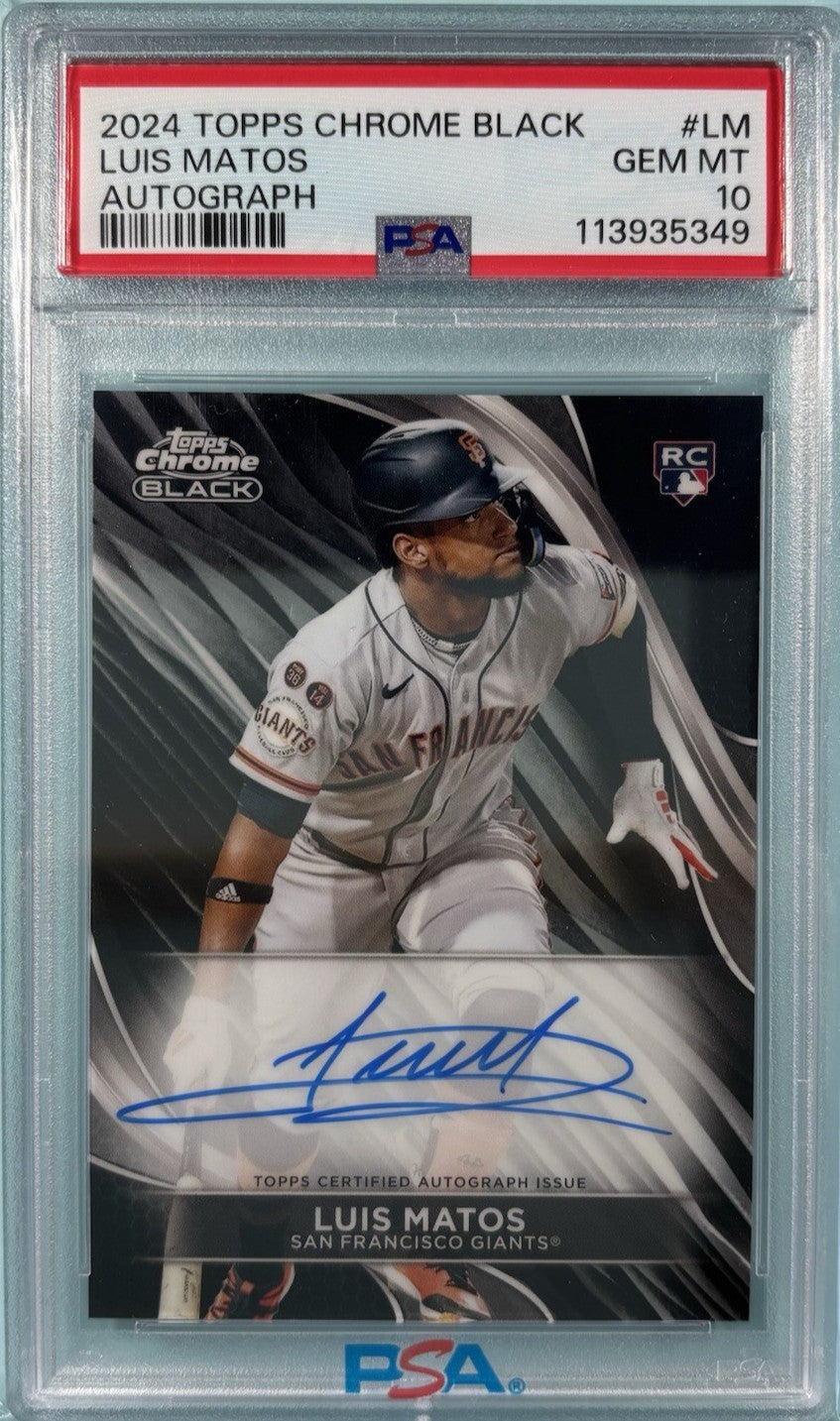 Luis Matos RC Autograph 2024 Topps Chrome Black #LM Graded PSA 10 GemMint Giants