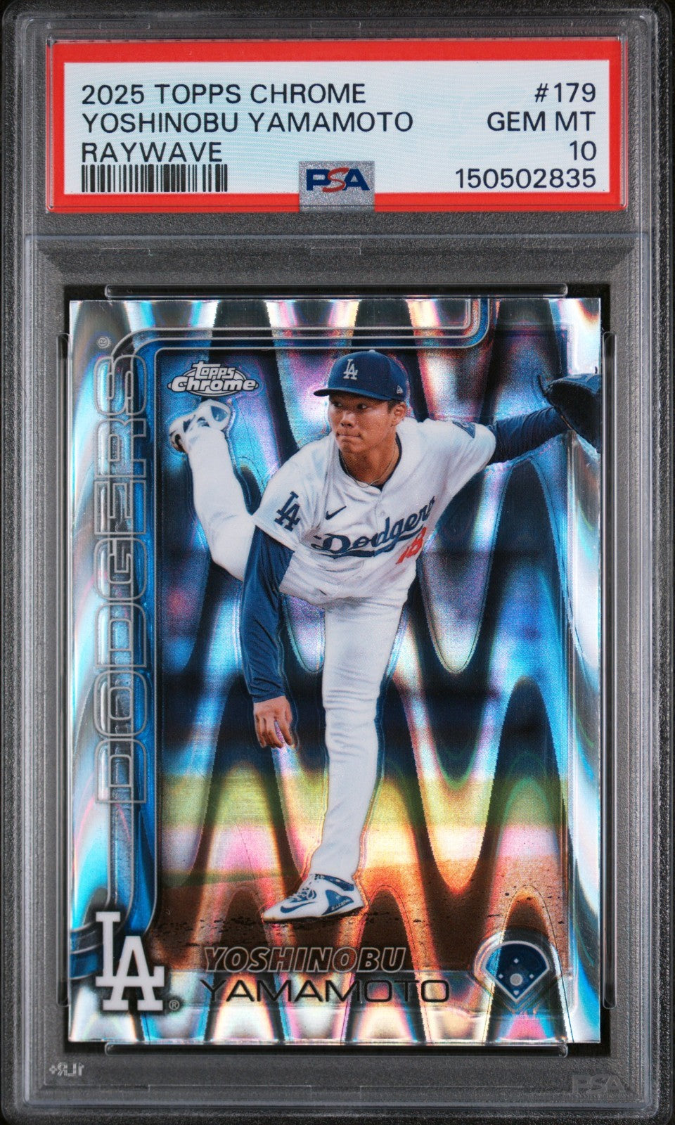 2025 Topps Chrome - Yoshinobu Yamamoto #179 RayWave Refractor PSA 10 POP 9!