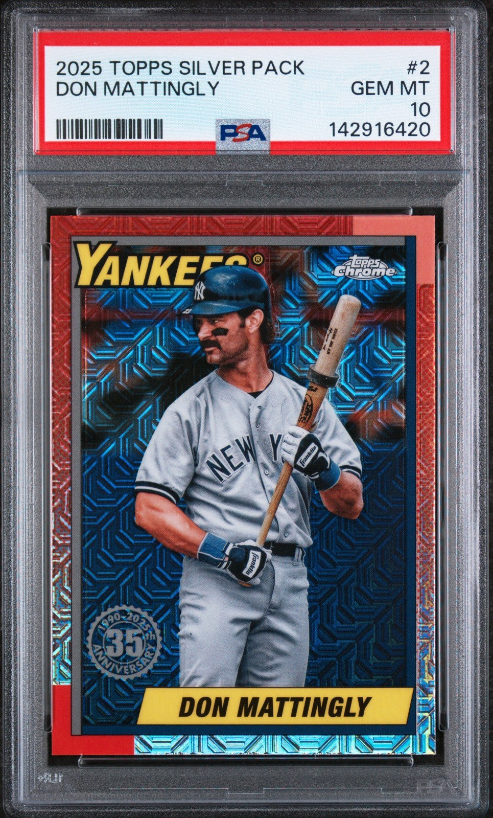 2025 Topps Series 1 - 1990 Topps Chrome Silver Pack Don Mattingly #T90C-2 PSA 10
