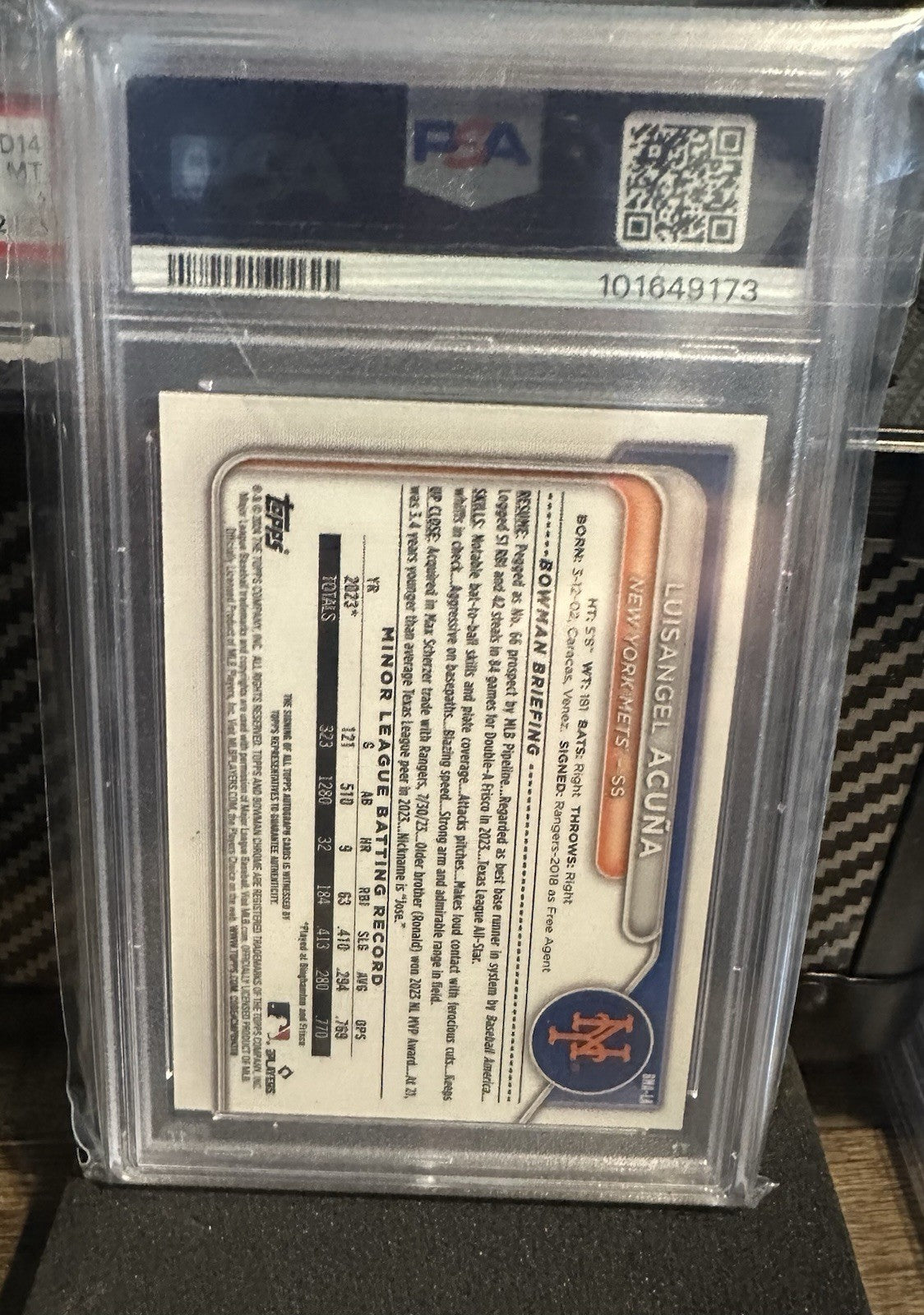 2024 Bowman Chrome Prospects Luisangel Acuna Prospects Auto PSA 10