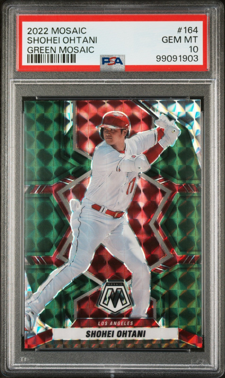 2022 Panini Mosaic - Shohei Ohtani #164 Green Mosaic Prizm PSA 10 LOW POP!