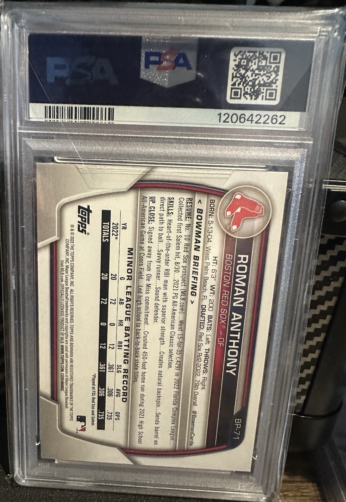 2020 Bowman - Prospects Bobby Witt Jr. #BP-25 (RC) Auto Grade PSA Gem MT 10