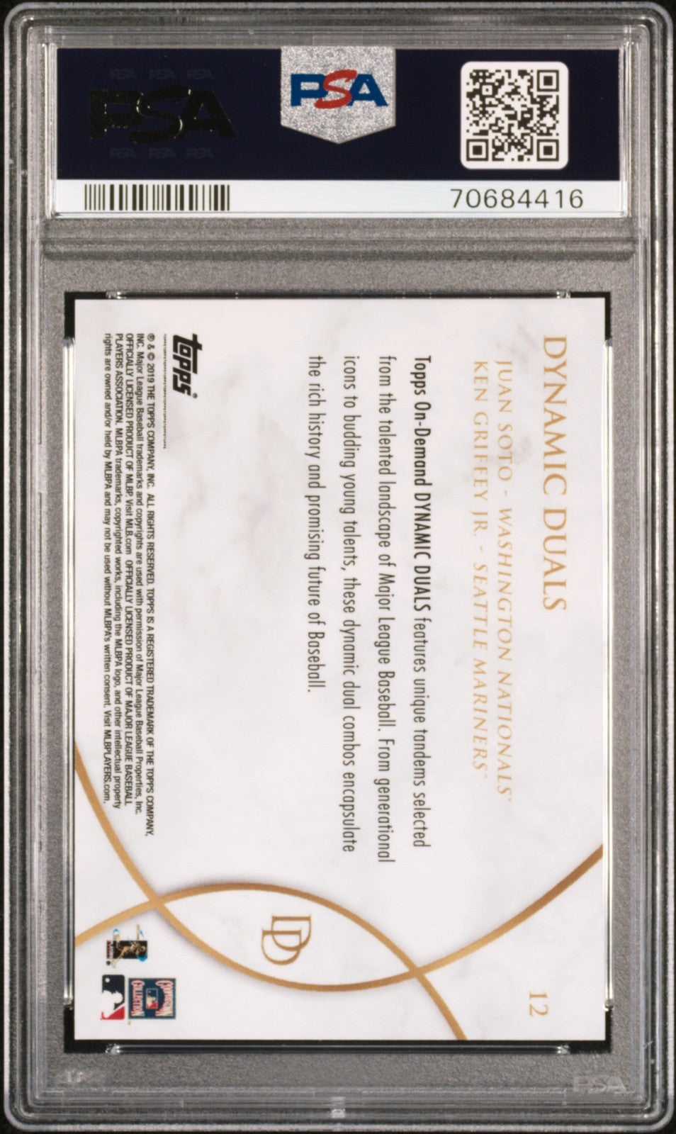 2019 Topps On Demand Dynamic Duals - Ken Griffey Jr, Juan Soto #12 PSA 10