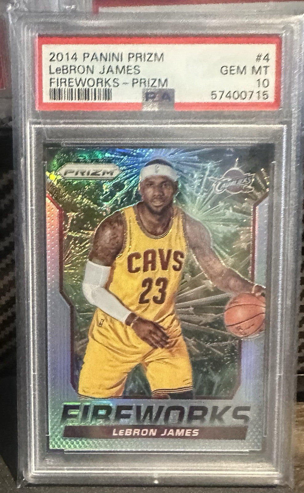 2014-15 Panini Prizm - Fireworks Prizm LeBron James #4 PSA 10