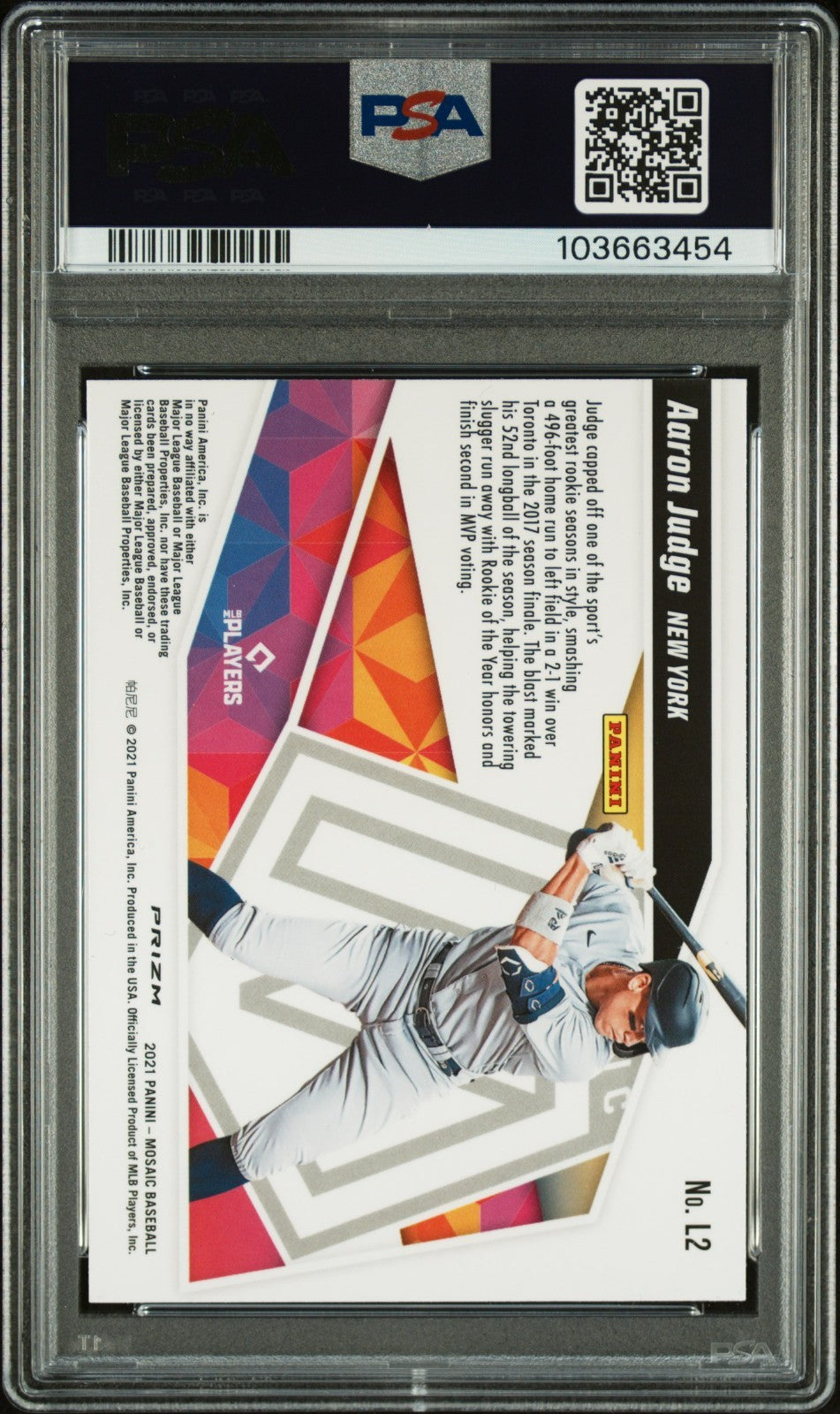 2021 Panini Mosaic - Launched Aaron Judge #L2 Green Mosaic Prizm PSA 10 Low POP!
