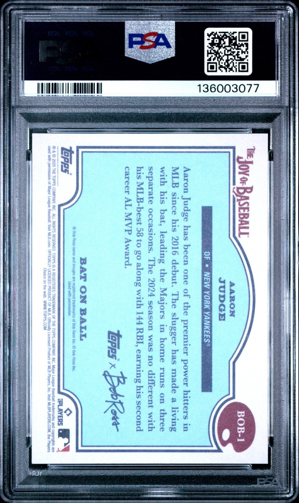 2025 The Joy Of Baseball Bat On Ball Aaron Judge #BOB-1 PSA 10
