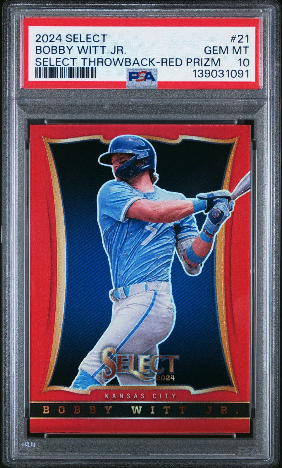 2024 Panini Select Select Throwback Bobby Witt Jr. #21 Red Prizm /99 POP 1!