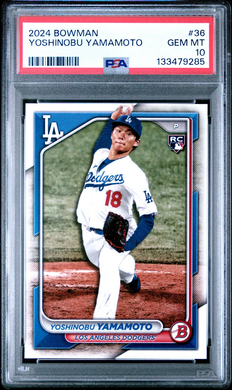 2024 Bowman Yoshinobu Yamamoto #36 RC Rookie Card Word Series MVP Dodgers PSA 10