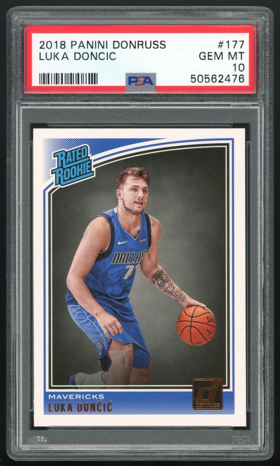 LUKA DONCIC 2018 PANINI DONRUSS RATED ROOKIE PSA 10 #177 RC