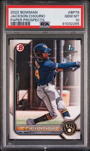 2022 Bowman Prospects Jackson Chourio #BP-79 PSA 10 GEM MT QTY