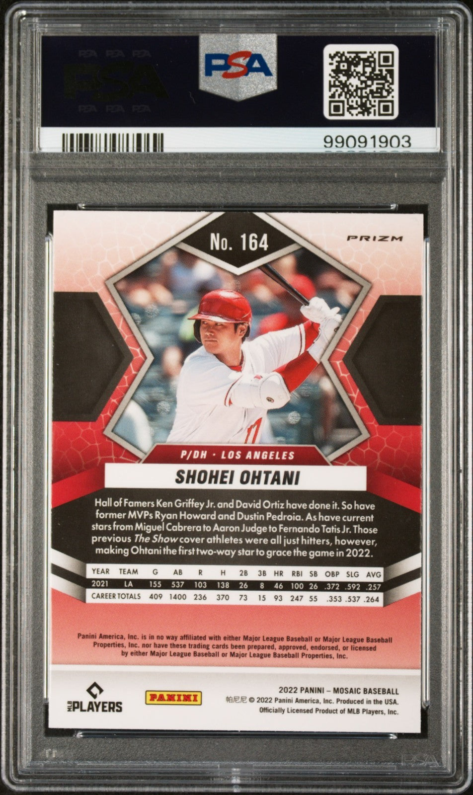 2022 Panini Mosaic - Shohei Ohtani #164 Green Mosaic Prizm PSA 10 LOW POP!