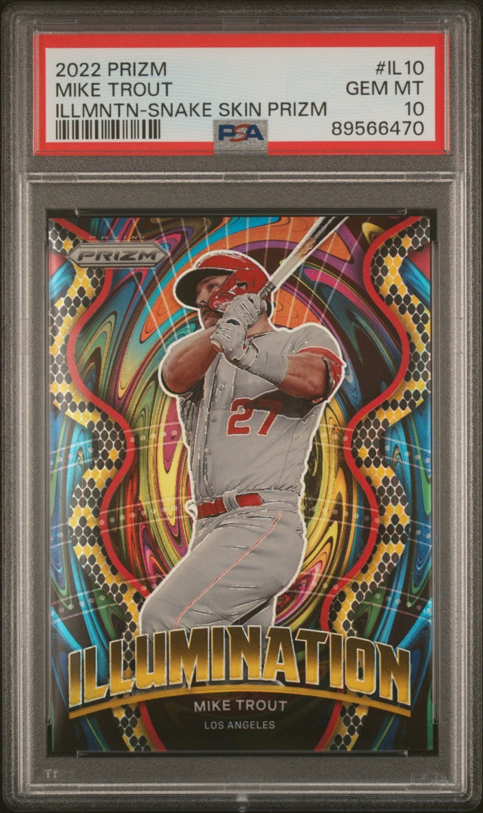 2022 Panini Prizm - Illumination Mike Trout #IL-10 Snake Skin Prizm /50 PSA 10