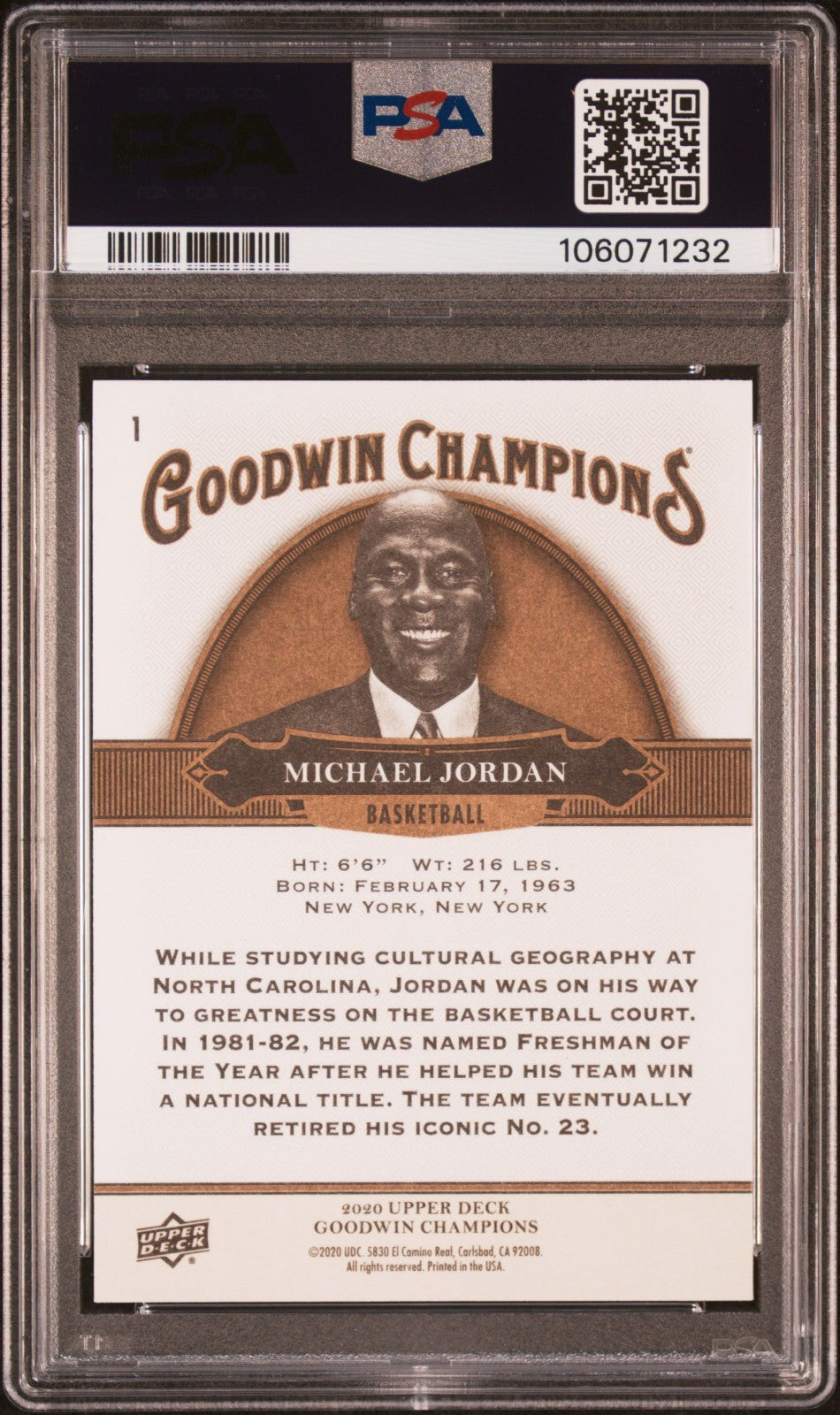 2020 Upper Deck Goodwin Champions - Michael Jordan #1 PSA 9