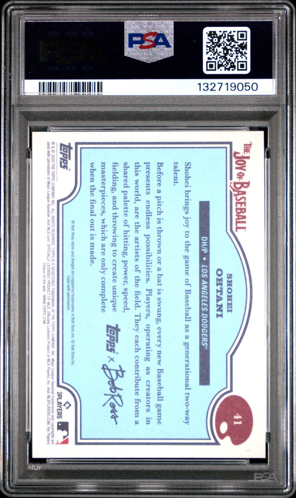 SHOHEI OHTANI PSA 10 2025 TOPPS X BOB ROSS THE JOY OF BASEBALL GEM MINT LOW POP!
