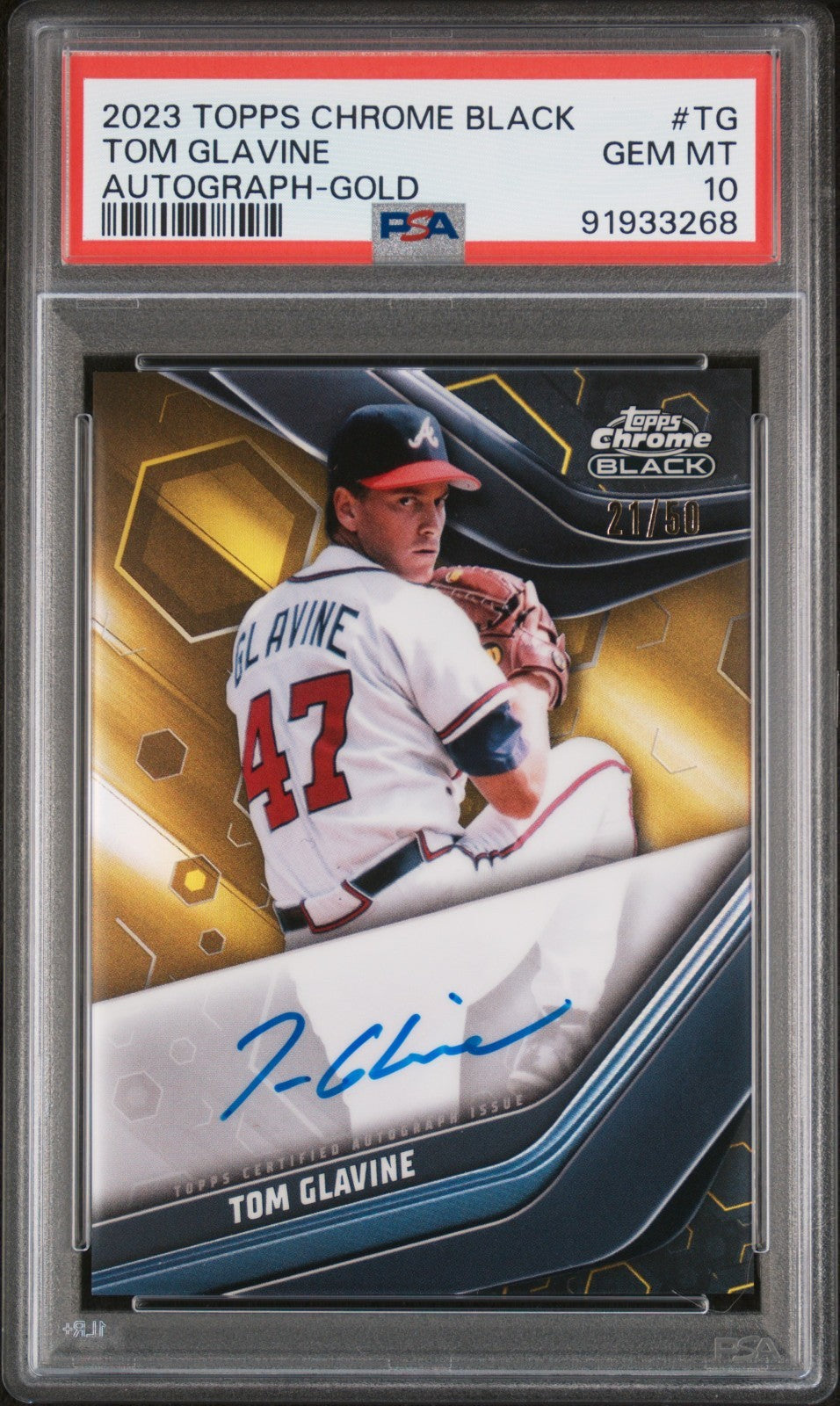 2023 Topps Chrome Black Autographs Tom Glavine #TG /50 PSA 10 POP 3!