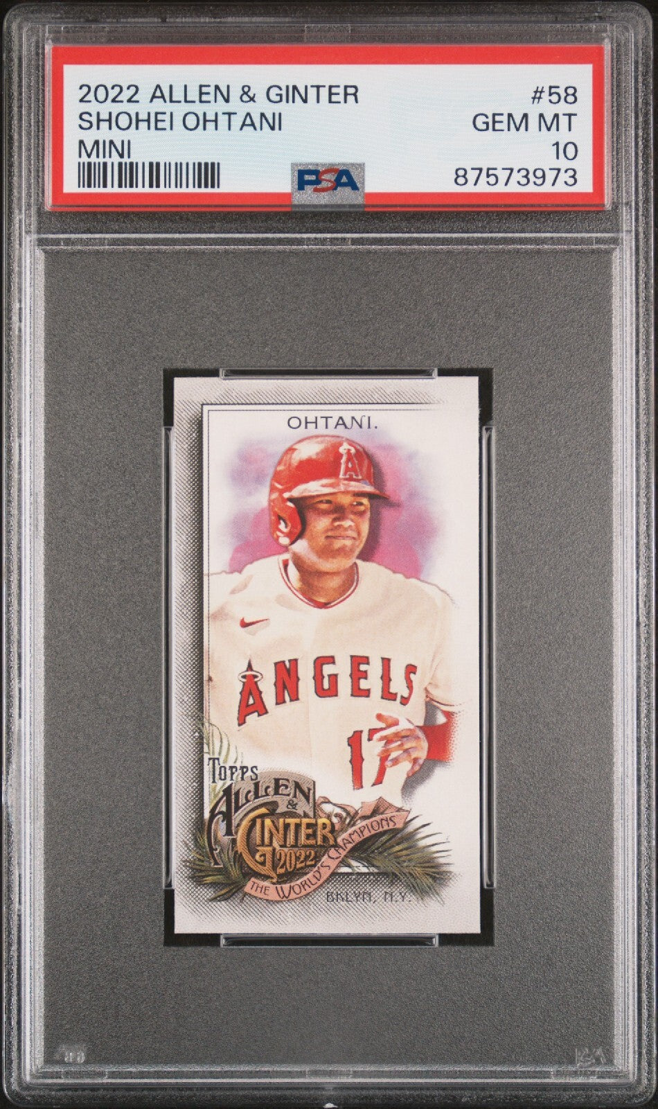 2022 Topps Allen & Ginter #58-Shohei Ohtani Mini-Los Angeles AngelsPSA 10 Pop 16