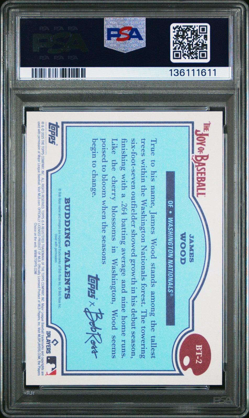 PSA 10 James Wood 2025 Topps X Bob Ross The Joy of Baseball Budding Talents 🔥