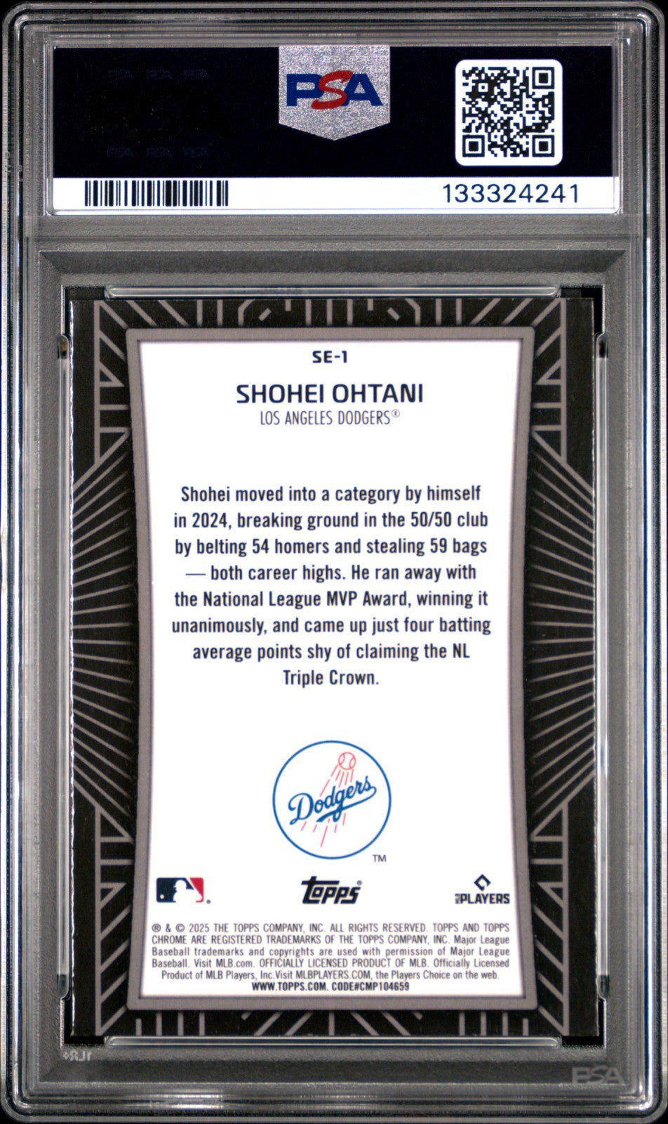 Shohei Ohtani 2025 Topps Chrome Shadow Etch SP #SE1 PSA 10 Dodgers