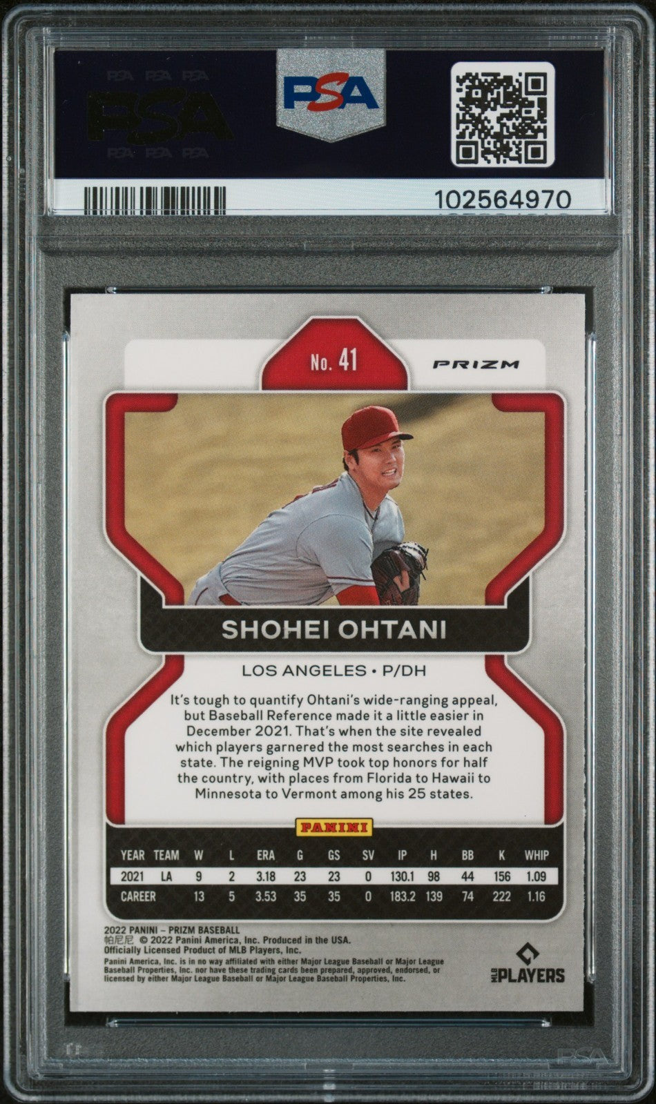 2022 Panini Prizm - Shohei Ohtani #41 Green Prizm PSA 10 POP 8!