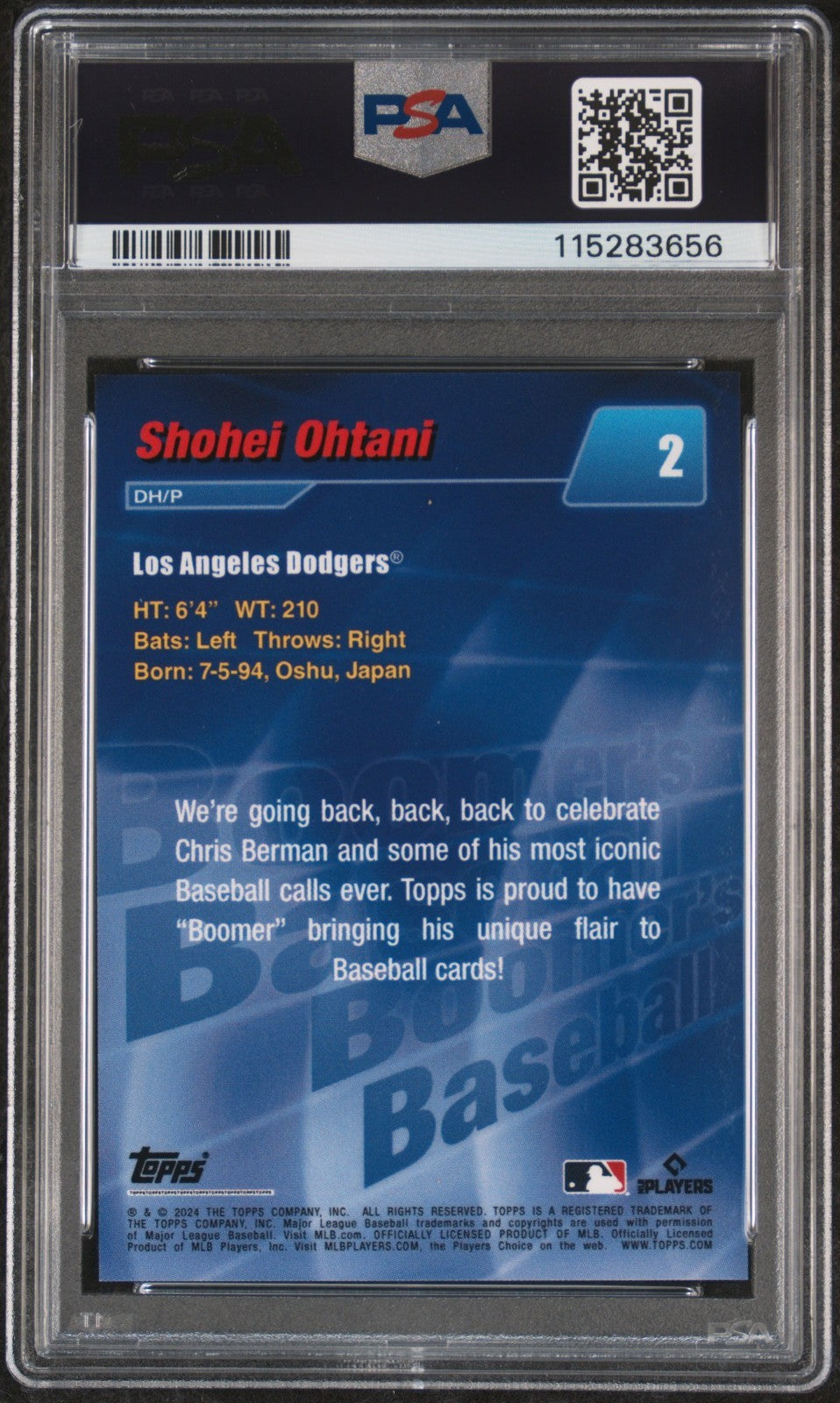 2024 Topps X Chris Berman Boomer s Baseball - Shohei Ohtani #2 PSA 10