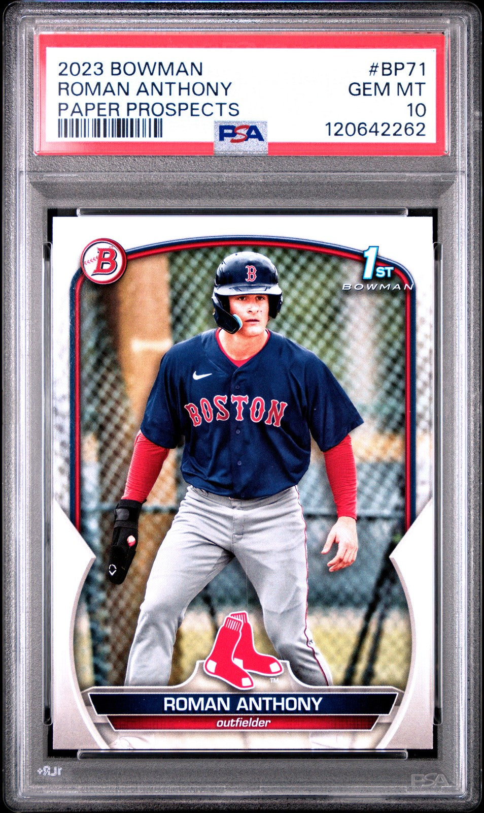 Roman Anthony 2023 Bowman Paper Prospects #BP71 RC PSA 10