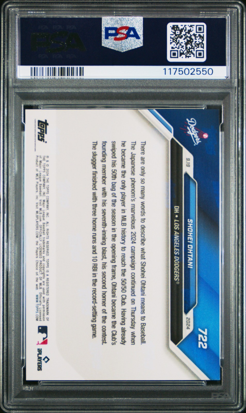 2024 Topps Now Shohei Ohtani #722 PSA GEM MT 10