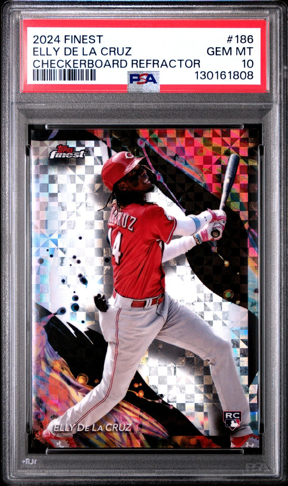 2024 Topps Finest - Uncommon Elly De La Cruz #186 Checkerboard Refractor (RC)