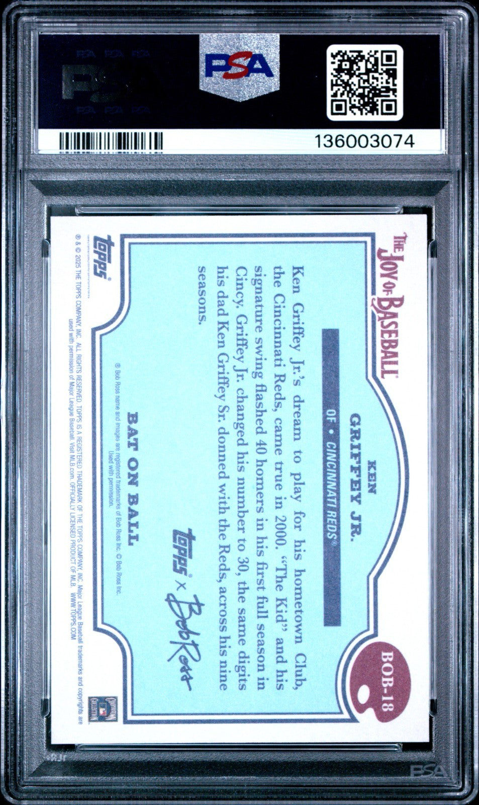 2025 Topps X Bob Ross Bat on Ball Green Ken Griffey Jr. PSA 10 #BOB-18 POP 1!