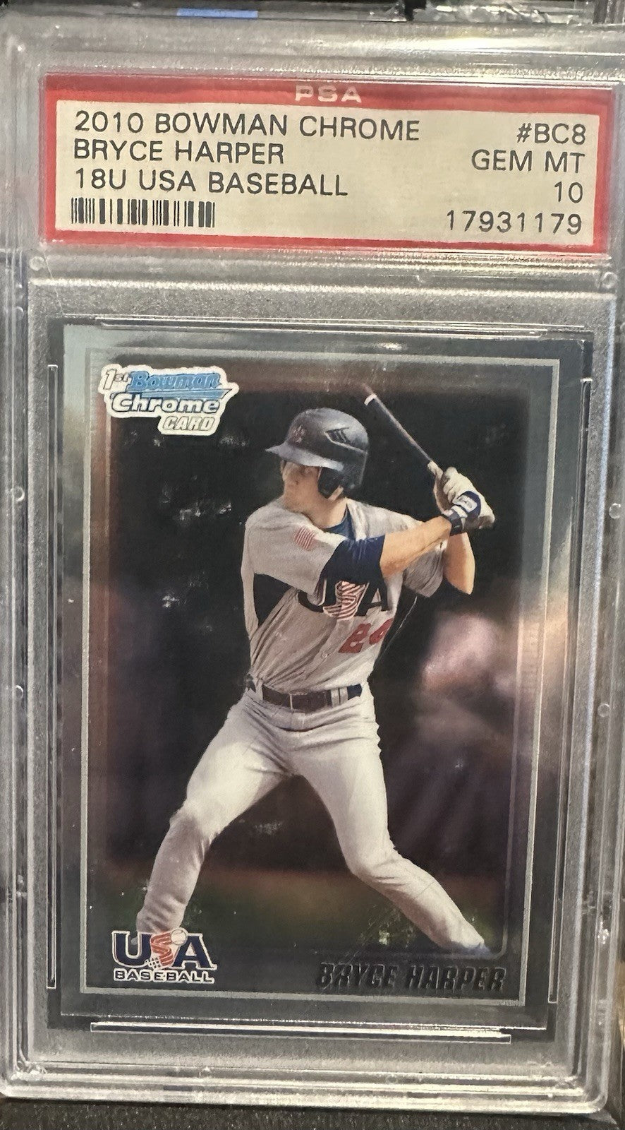 2010 Bowman Chrome 18u USA Team Bryce Harper #USA18-BC8 PSA 10