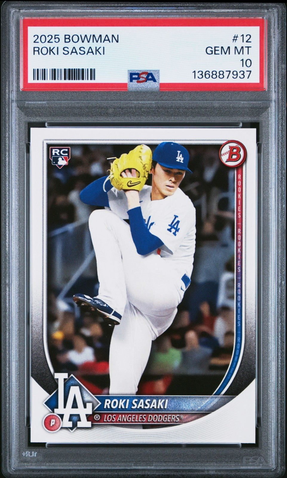 2025 Bowman #12 ROKI SASAKI RC - Los Angeles Dodgers - PSA 10 Gem Mint