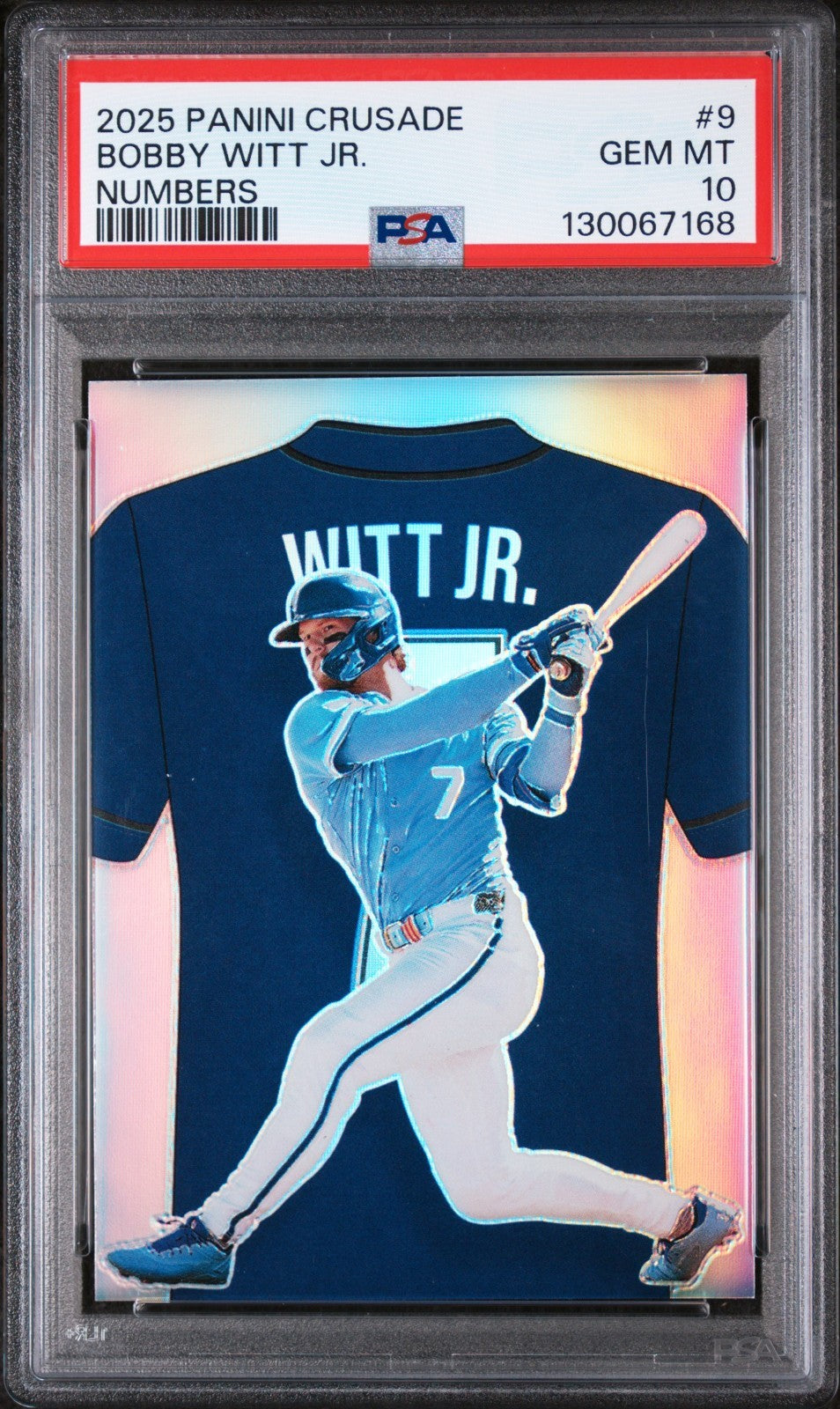 2025 Panini Crusade Bobby Witt Jr. #9 Numbers Insert PSA 10 MLB POP 4!