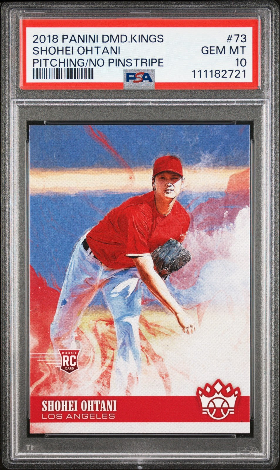 2018 Diamond Kings #73 SHOHEI OHTANI No Pinstripe Pitching Rookie Card PSA 10