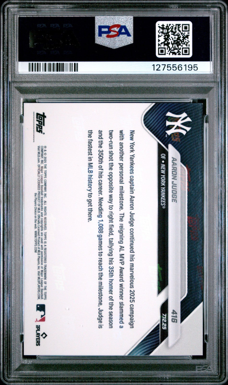 2025 Topps Now - Aaron Judge #416 PSA 10