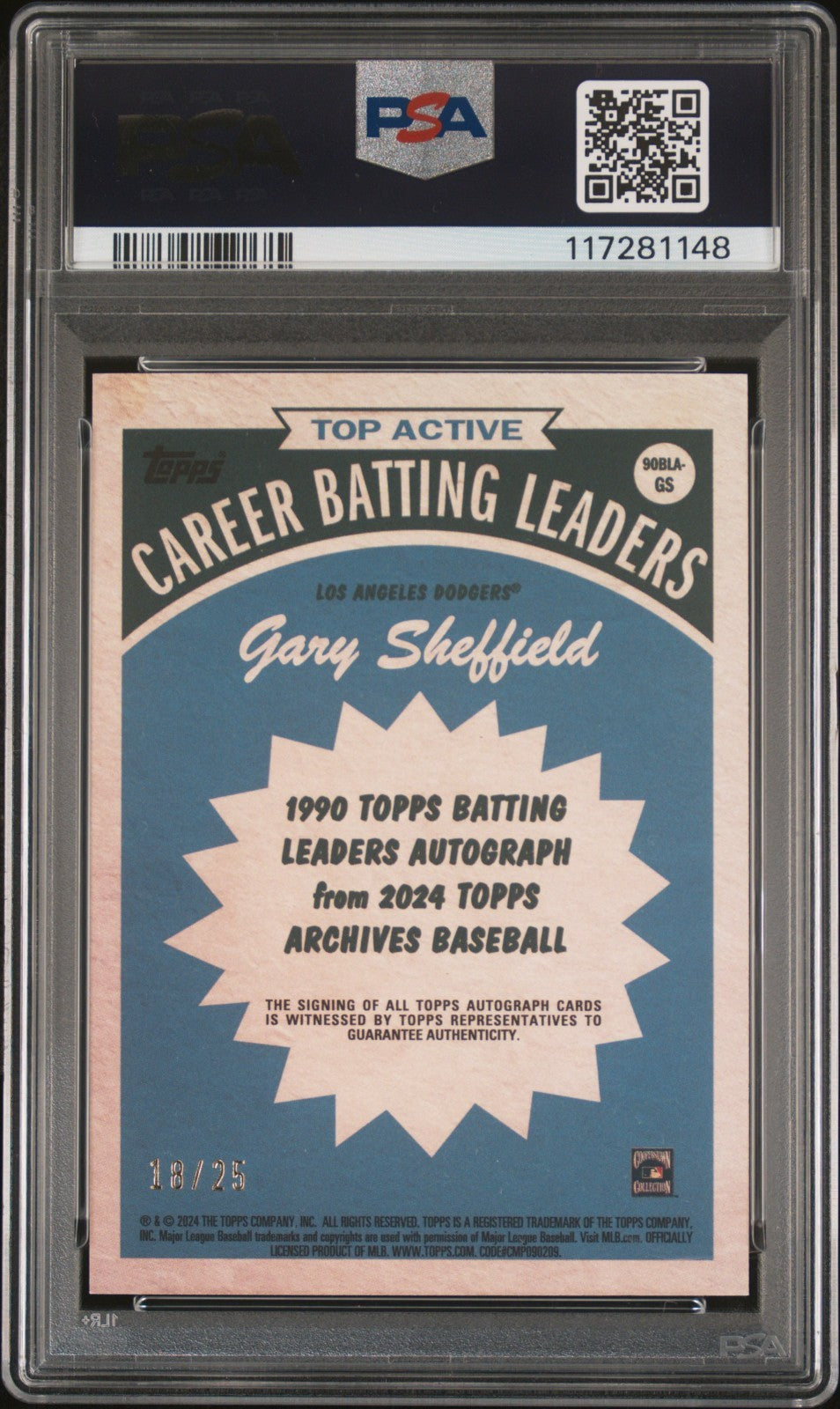 2024 Topps Archives - Autographs Gary Sheffield #90BLA-GS PSA 10 Auto 10 / 25
