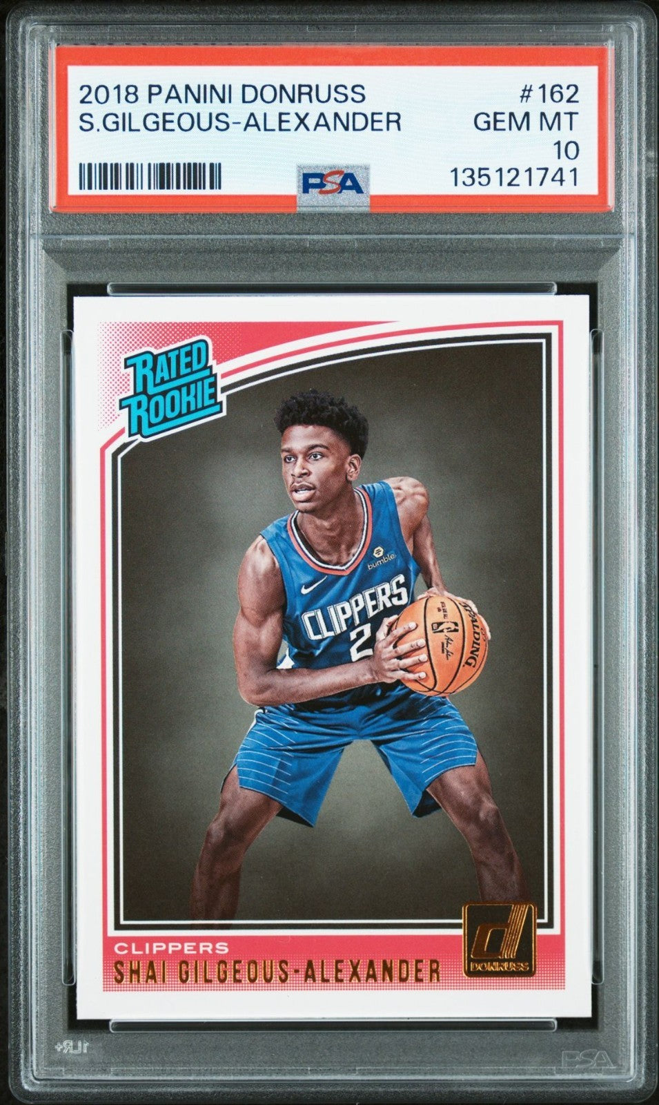 2018-19 Panini Donruss Shai Gilgeous-Alexander RC Rated Rookie #162 PSA 10 Gem